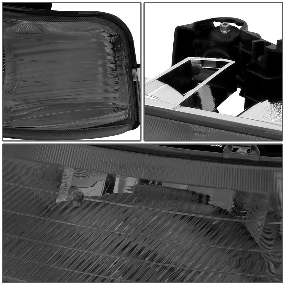 Подходит для Chevy Silverado 1999-2002 годов выпуска пара хромированных корпусов дымчатые линзы комплект фар/ламп - Изображение 4 из 4