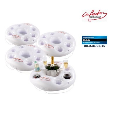 infactory 4er-Set aufblasbare Getränkehalter im Rettungsring-Design, Ø 14,5cm