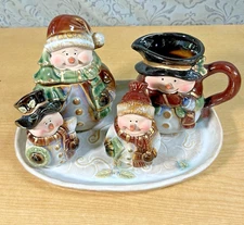 Kirklands Home 5pc Snowman Family Christmas Hostess Set With Box