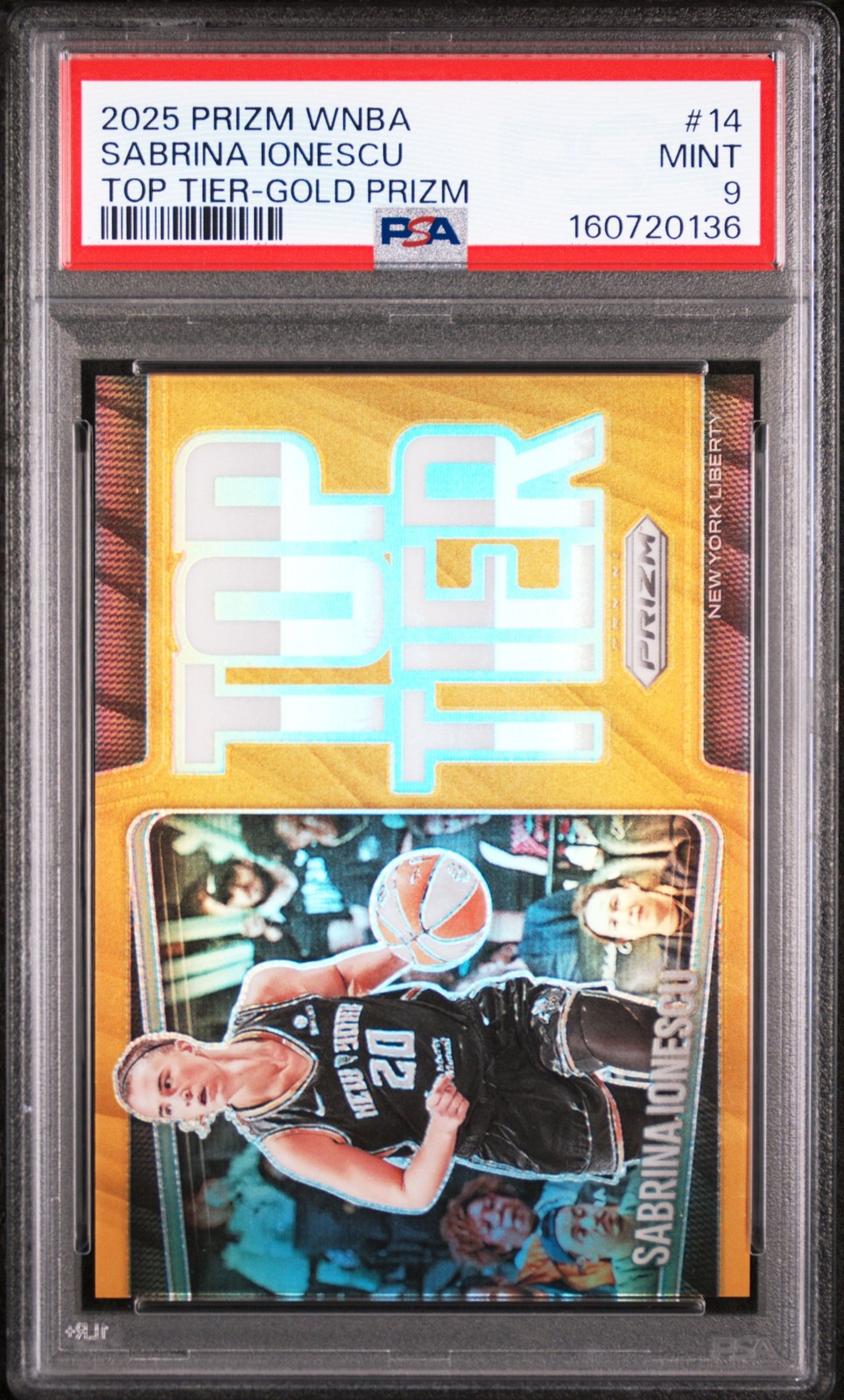 2025 PANINI PRIZM WNBA TOP TIER GOLD PRIZM #14 SABRINA IONESCU 4/10 PSA 9