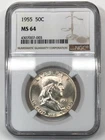 1955-P Franklin Half Dollar NGC MS64 - STRONG Clashed Dies FS-403 Bugs Bunny