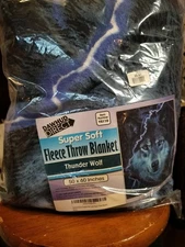 Dawhud Direct Thunder Wolf Super Soft  50x60 Fleece Throw Blanket New!