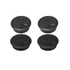 UtySty 4 Pack Office Desk Grommet 2'' Round Cable Hole Caps Cover Black