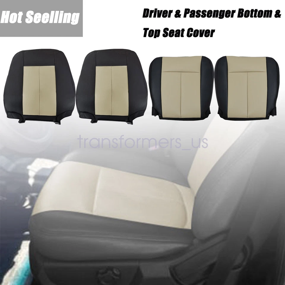 Кожаный чехол на сиденье водителя и пассажира для Ford Expedition 2007-2014 годов выпуска черный и желтовато-коричневый - Изображение 2 из 4