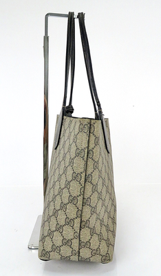 Auth GUCCI Brown GG and Black PVC Canvas Reversible Tote Bag Purse