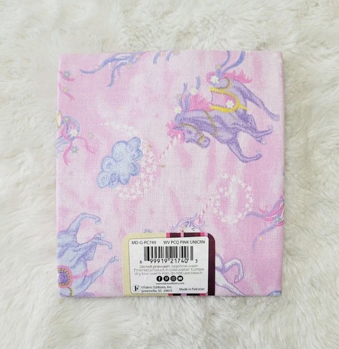 Pink Blue Pastel Gold Sparkle Unicorn Cotton Fat Quarter Craft Fabric 18"x21" - Picture 3 of 4