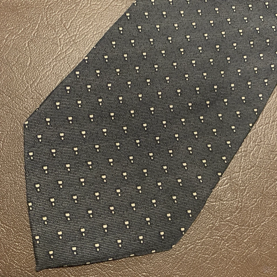 Corbata Armani Collezioni Para Hombre Negra Gris Plata Italia Punteada Calce Clásico Foto 4 de 4