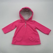 Carters Hoodie Sweater Toddler Girls Size 9 Pink Solid Button Glitter. 36334
