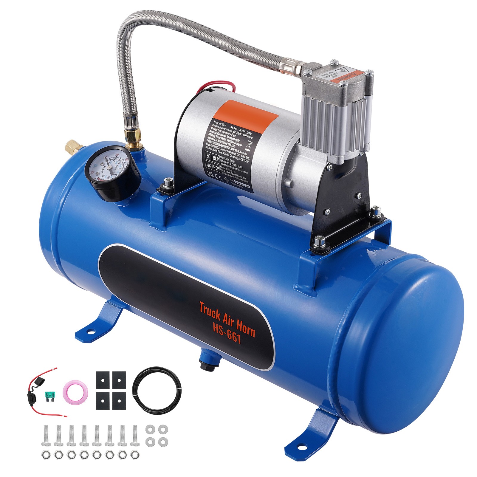 1.6 Gal/6l Tank Onboard Air Horn Compressor Kit