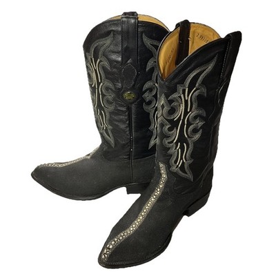 LOS ALTOS ROWSTONE GENUINE EXOTIC STINGRAY WESTERN COWBOY BOOT Size 9.5 EE BLACK