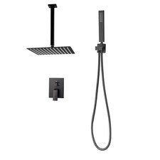 Shower Faucet Set with 10-Inch Square Rain Shower Head and Handheld Spray,