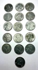 1943 Steel No Mint Mark Penny Lot of 16 (have not been checked for errors)