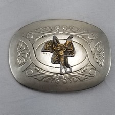Belt Buckle Horse Saddle Western Stamped Filigree USA Made By Chambers Belt Co