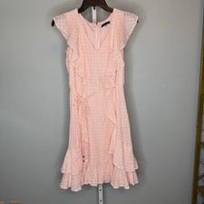 Tommy Hilfiger Women's Pink Chiffon Dress With White Print Size 6