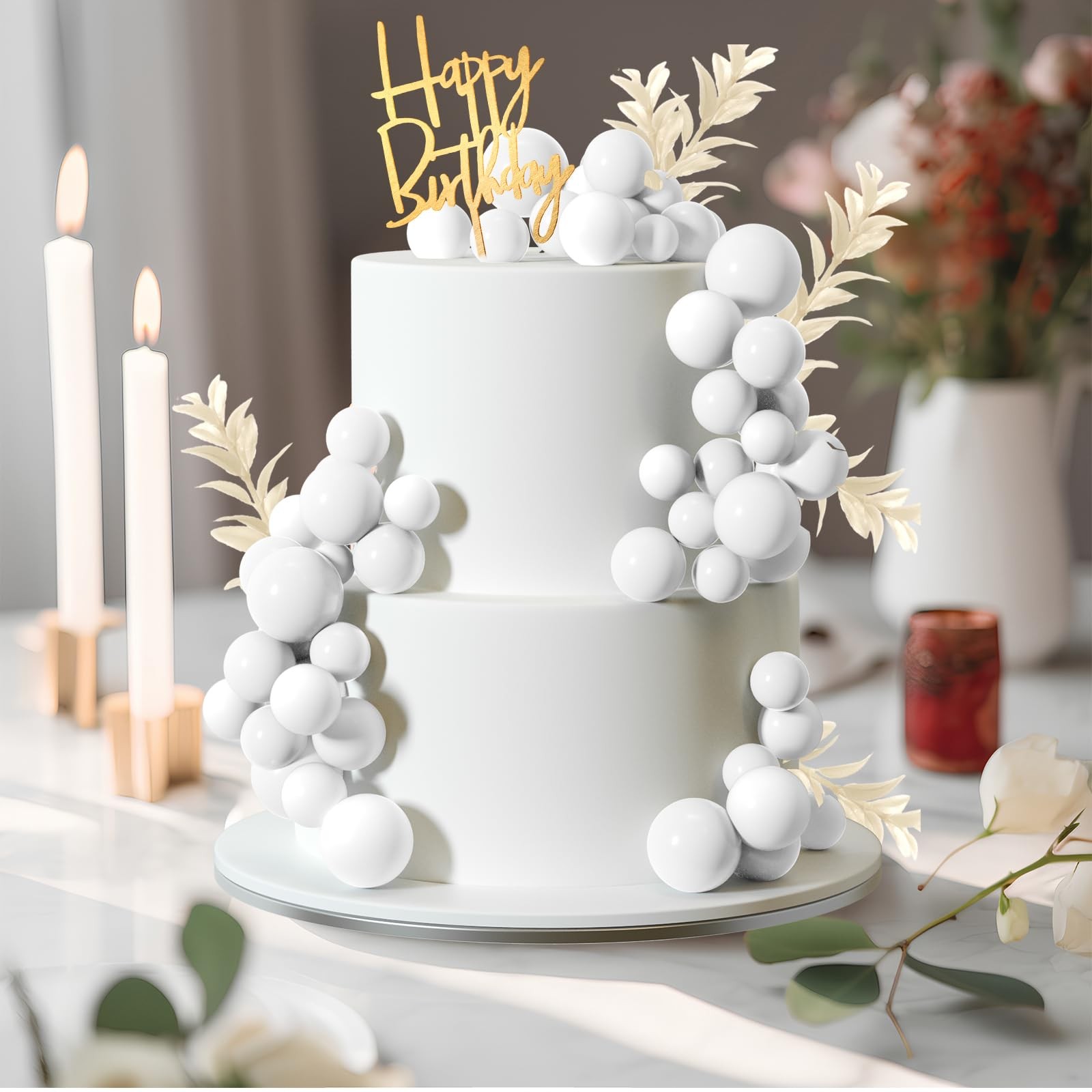 MIAHART Ball Cake Toppers Boho Grass Cake Topper Ball Cake Insert Decoration for
