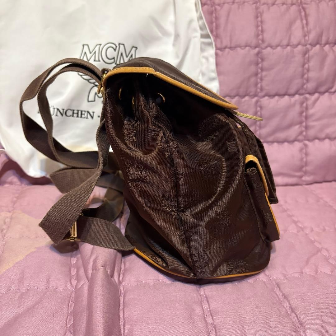 MCM Monogram Mini Backpack Brown Drawstring Vinta… - image 4