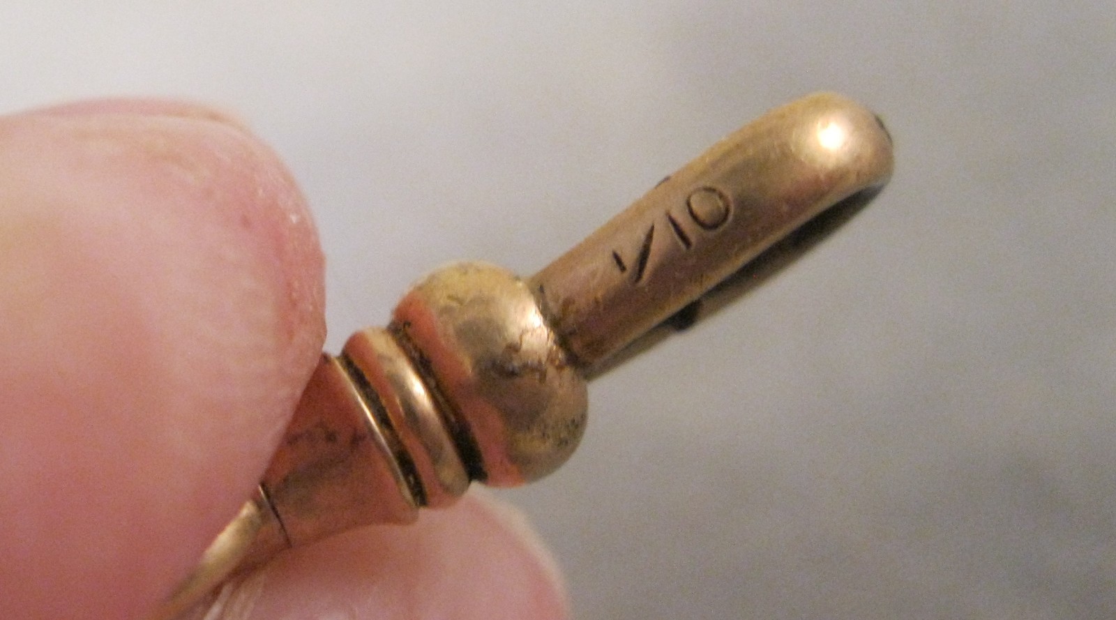 Antique 1/10 Gold-Filled Pocket Watch Double Curb Chain w/Slide 10 1/2" & T-Bar