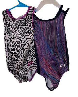 GK Elite Girls Gymnastics Leotard Lot XS S Animal Print Sparkle Pink Animal