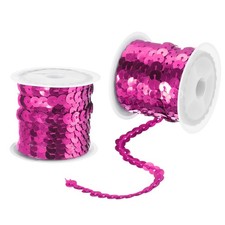 2Pcs 5 Yards x 0.24 Inch Flat Sequin Strip Spangle Sequins Trim Rose Red