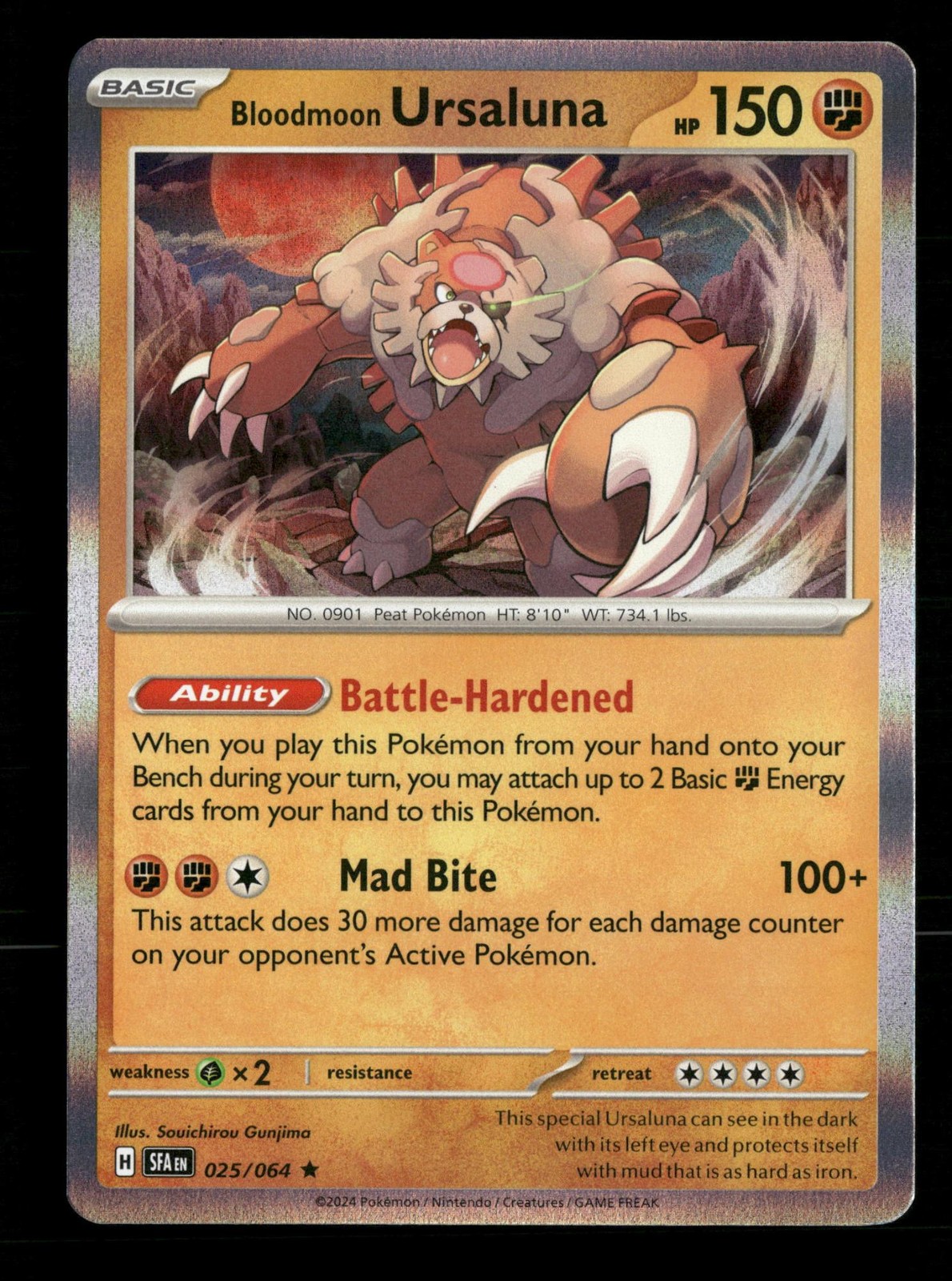 Bloodmoon Ursaluna Shrouded Fable 025/064 Pokemon Holo NM Souichiro Gunjima