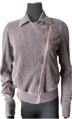 Deha 100% Cotton Full-Zip Sweatshirt / Sport Jacket Gray with Pink Hint   Size M