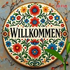 German WILLKOMMEN Tin Metal Signs Home Décor Vintage Aluminum Welcome Suitable f