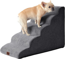 EHEYCIGA Curved Dog Stairs Ramp for High Beds 22.6" H, 5 Step Pet Step