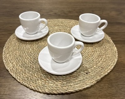 Vintage Set of 3 Konitz Coffee Bar White Espresso Coffee Cups Saucers Germany