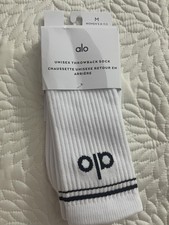 Alo Unisex Throwback Sock Med M White Black NWT