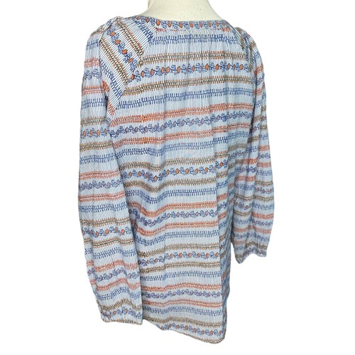 Roberta Roller Rabbit V Neck Striped Floral Long Sleeve Cotton Top Size Small - Picture 5 of 12