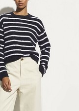 NWT Vince Stripe Crewneck Sweater, COASTAL/ WHITE, XL, MSRP 295