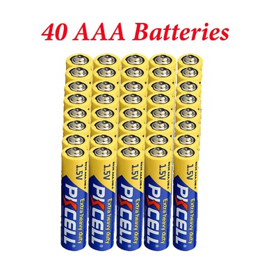 40Pcs AAA Batteries Extra Heavy Duty E92 UM4 R03P 1.5V Carbon-Zinc Toys Remotes