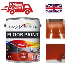 Heavy Duty Quick Dry Floor Paint - Glossy Tile Red for Garage & Workshop 2.5L