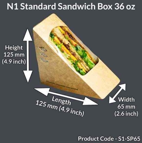 N1 Kraft Standard Compostable Biodegradable Sandwich Packaging x 50 - Picture 3 of 10