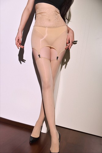 Women Sexy Oil Lace Ultra-thin High Waist Thigh-Highs Garter Belt Stockings Set - Picture 21 of 35