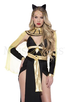 Egyptian Cleopatra 5 Pc Black Sheer Sexy Dress Women's Costume Set Size XL