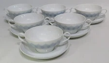 Rosenthal - Continental  "Lotus Azure" 6 Cream Soup Bowls MCM 1960s Era EUC