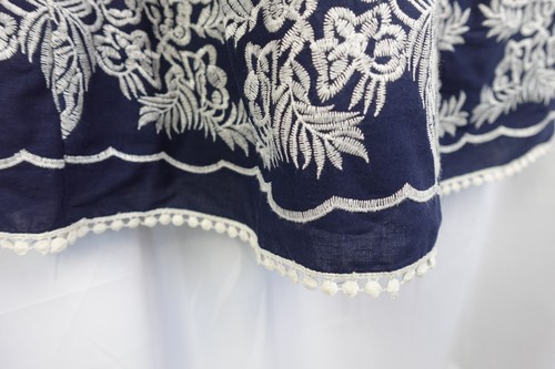 Sophie Max Navy Embroidered Boho Sundress M Off Shoulder Beachy Summer Dress - 第 6/7 張圖片