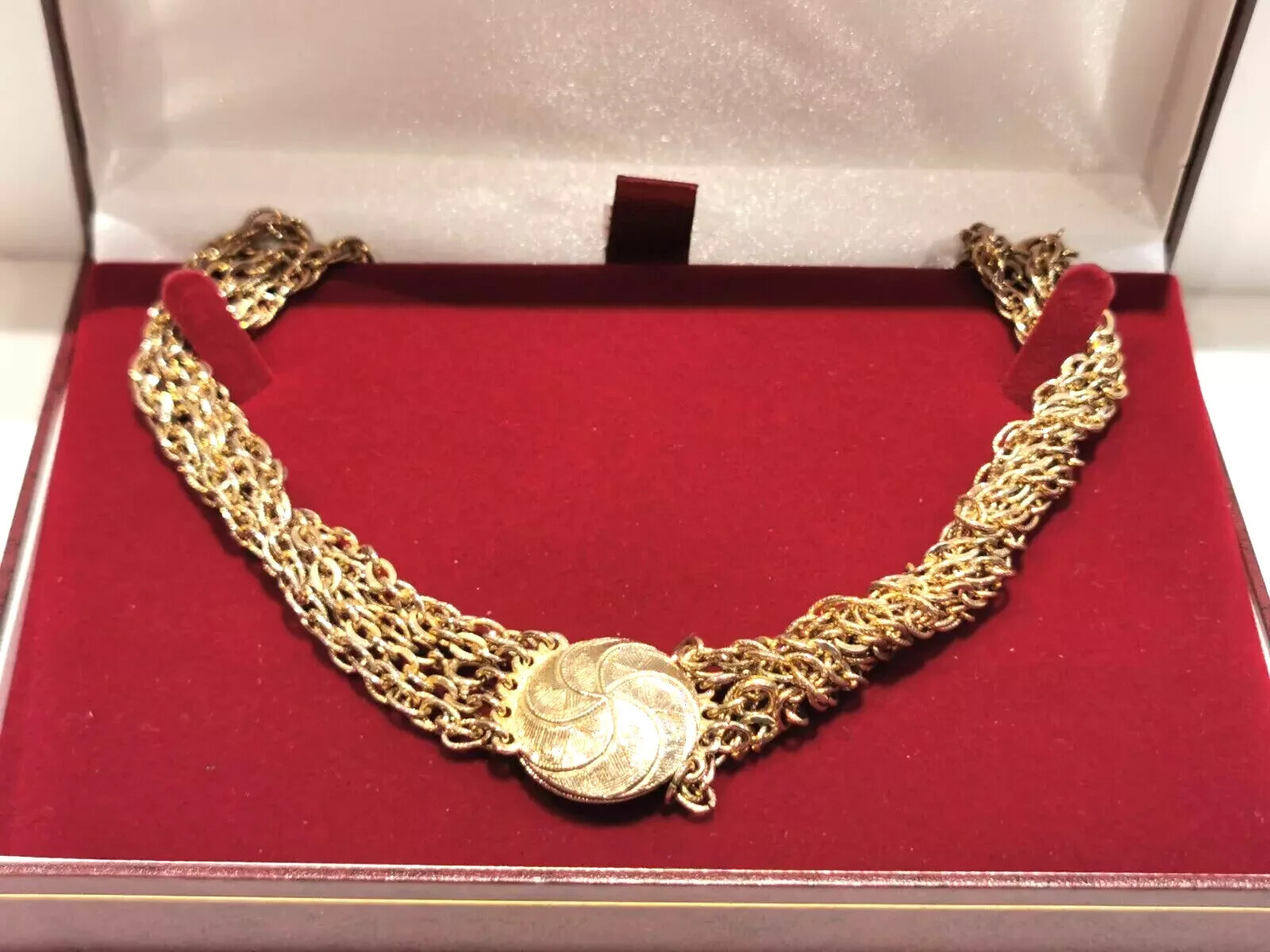 Vintage Sarah Coventry 5 strand gold tone necklace  22" 1960s