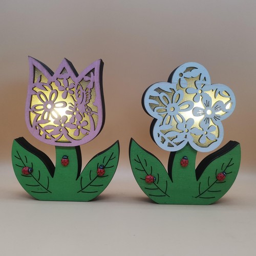 2025 New Easter Decoration for Home Wooden Easter Bunny LED Light Easter Craft E - Picture 5 of 32