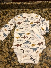 NWT BABY BOYS CARTERS ONE PIECE IN DINOSAUR PATTERN 18MO SNAP CROTCH LONG SLEEVE