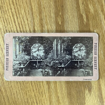 Antique Stereoview Card Stereoscope Conservatory Garden Zurich Switzerland 1886