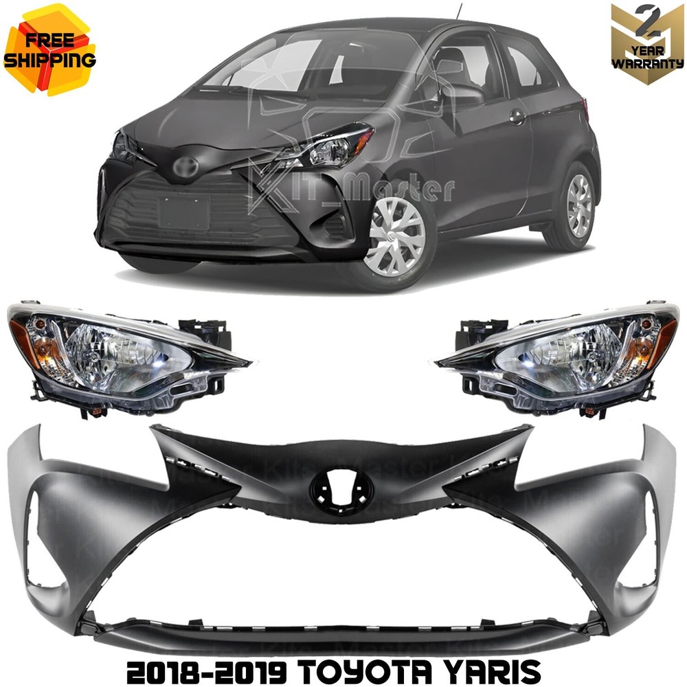2018-2019 Toyota Yaris Front Bumper Cover Fascia and Headlight Assembly
