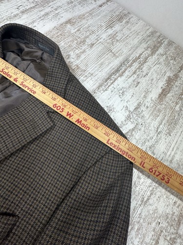 Chaps Men's Sport Coat Blazer Two Button Brown Black Houndstooth 100% Wool 48L - Picture 9 of 13