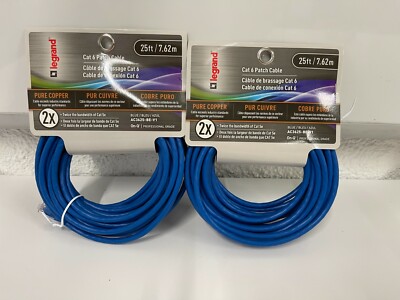 LOT OF 2 Legrand Professional On-Q 25 Foot Cat 6 Patch Cable Blue AC3625BEV1