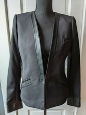 Catherine Malandrino Serge Jacket With Faux Leather --nwt Size 4 Msrp $168