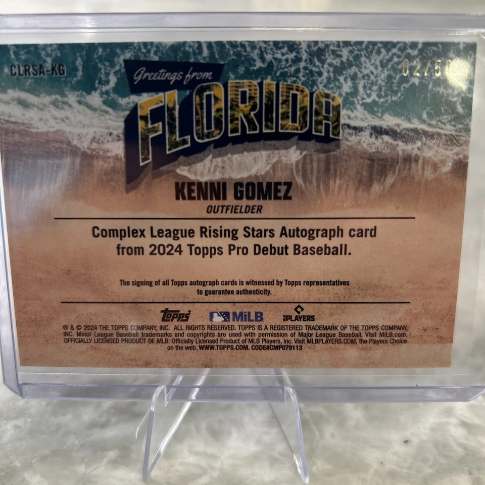 KENNI GOMEZ 2024 PRO DEBUT COMPLEX LEAGUE RISING STARS AUTO 09/50 RC #CLRSA-KG - Image 2 of 3