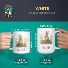 Bunny Mug - Personalized Bunny Rabbit Gift, Cute Woodland Custom Name Coffee Cup