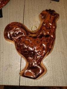 Old Dutch Standing  Rooster Chicken Copper Mold Wall Hanging Jello Dessert Mold