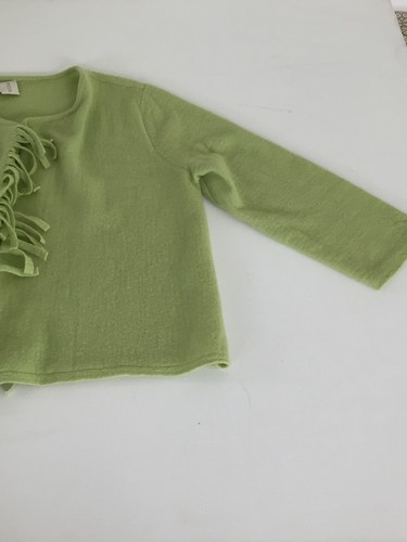 Chaqueta delantera abierta con flecos abierta de lana verde lima para mujer Chico's talla 1 - Imagen 3 de 12